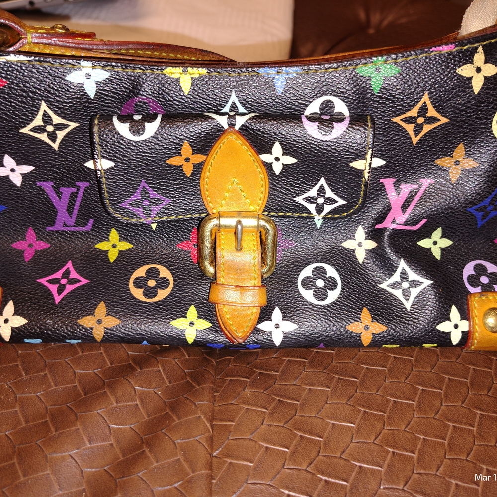 Louis Vuitton Black Shoulder Bag with Iconic Monogram Vintage**Rare Find**